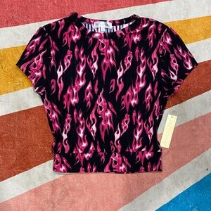 3/$10 Pink Flame Women's Top Riley James small open back